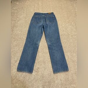 Classic casual Preppy Everyday Medium Wash Denim Lands’ End Straight Leg Jeans 6